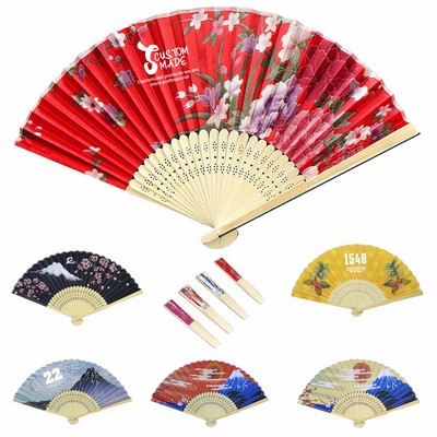 Bamboo Cloth Folding Hand Fan