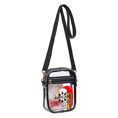 Women's PVC Transparent Shoulder Bag Clear Bag Crossbody Bag W/Strap Stadium Approved Bag(Size L)