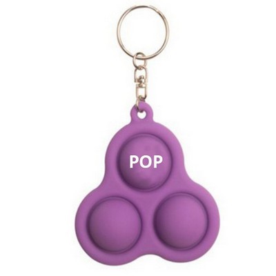 Silicone Fidget Triple Bubble Pop Keychain