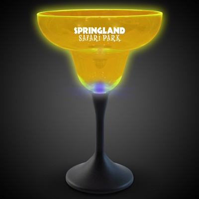 Yellow Neon LED Laser Engraved Margarita Glasses