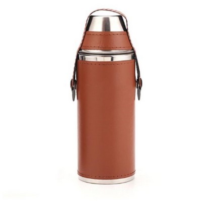 Stainless Steel Flask With Leather Case