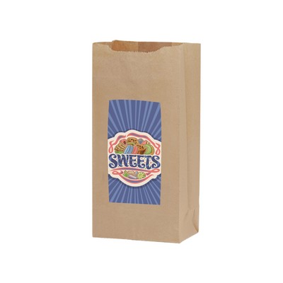 Natural Kraft 4# SOS Popcorn Bag with Full Color Digital Imprint (5 x 3 1/8 x 9 5/8)