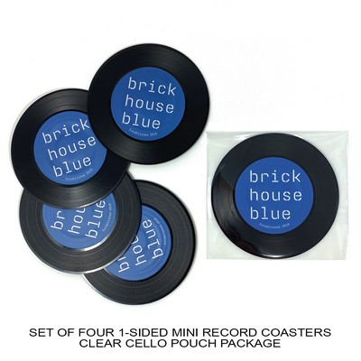 1-Sided Mini Record Coasters - Set of 4 - Clear Cello Pouch (No Imprint)