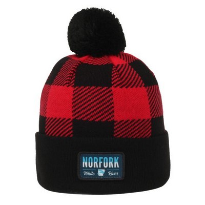 Plaid Watch Cap with Pom