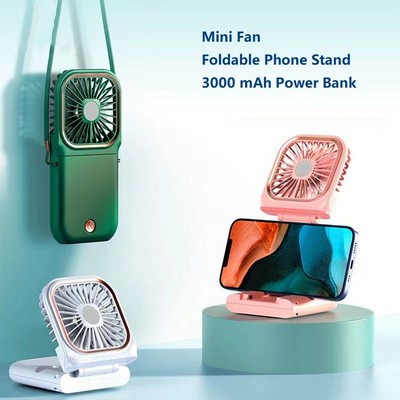 Lanyard Phone Stand Power Bank Multi Function Mini Fan