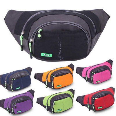 Multicolor Nylon Waterproof Multi-Pocket Fanny Pack