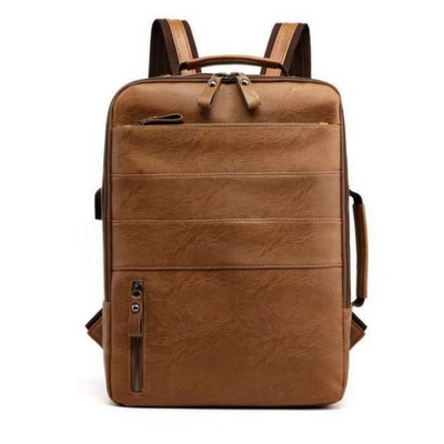 Leather Waterproof Laptop Backpack