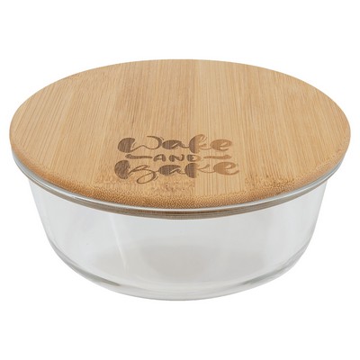 32 oz. Round Glass Container with Bamboo Lid