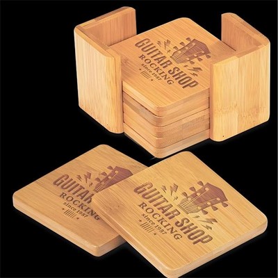 6Pcs Bamboo Coaster Set