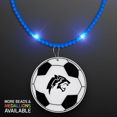 Still-Light Blue Beads with Soccer Ball Medallion - Domestic Print