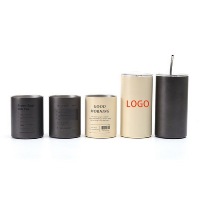 Stainless Steel Straw Iced Americano Insulated Coffee Cup