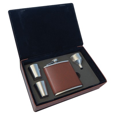 6 oz. Football Leatherette Flask Gift Set