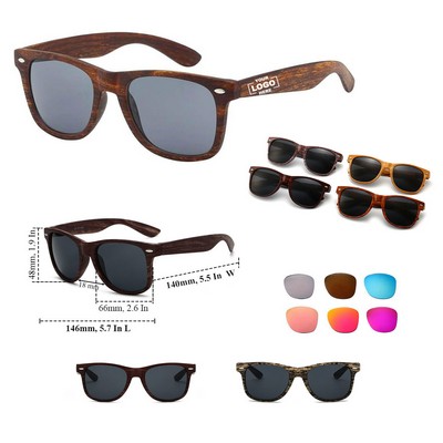 Retro Faux Wood Sunglasses