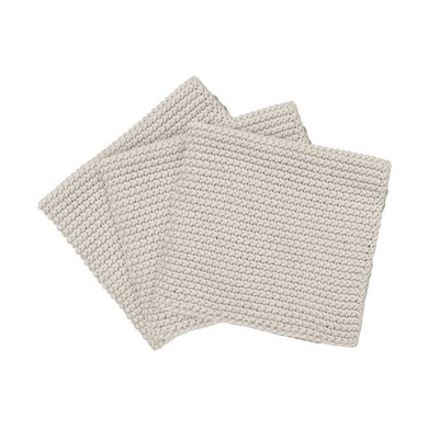 blomus Moonbeam White Knitted Dish Cloths (Set Of 3)