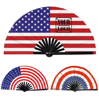 American Flag Large Bamboo Folding Hand Fans