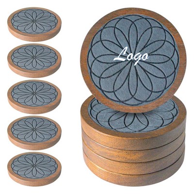 Round Wooden Beverage Coaster