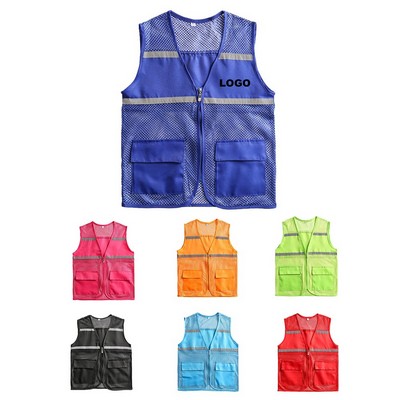 Reflective Safety Vest with Multiple Pockets