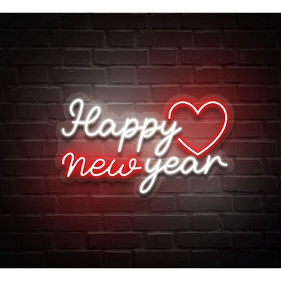 Happy New Year Heart Neon Sign