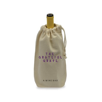 Single Bottle Drawstring Wine Bag (18 Oz. Natural Canvas)