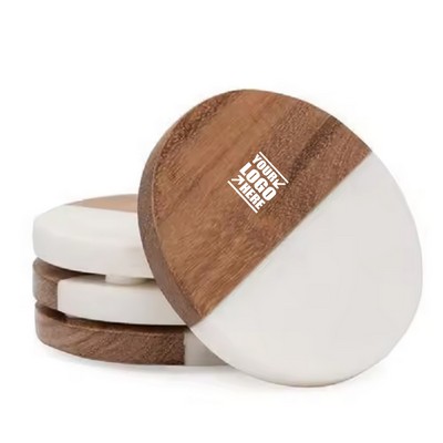 Marble Bamboo Wooden Coaster