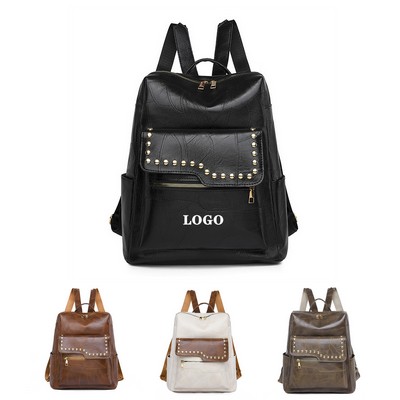 Studded leather backpack