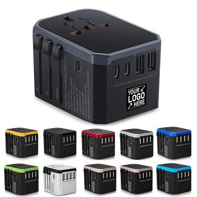 Global Travel Adapter with 4 USB Ports and Type-C Connector