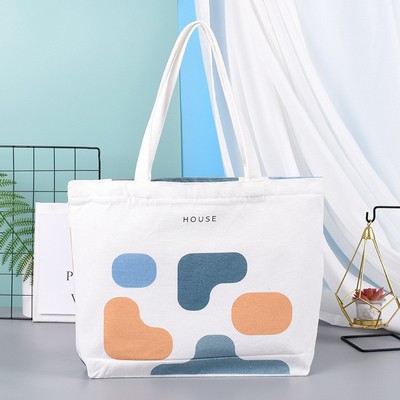 Large Capacity Zipped Cotton Tote Bag