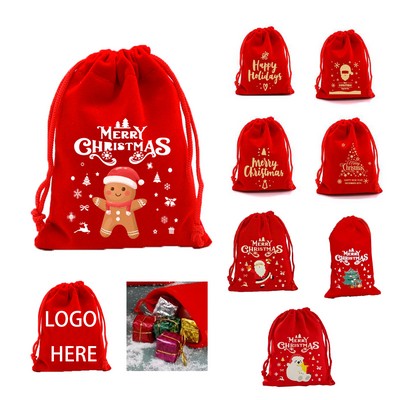 Mini Christmas Velvet Drawstring Pouch