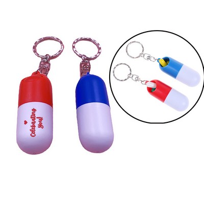 Pill Shaped Case Key Chain