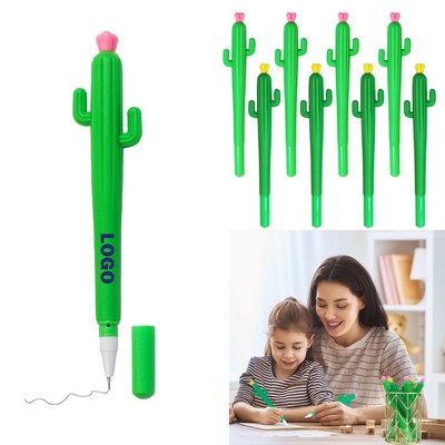 Creative Cactus Ink Pen Writing With Flower