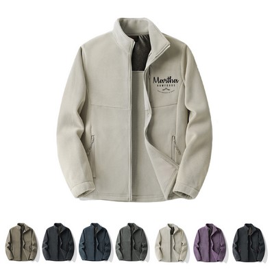 Stand Collar Windproof Fleece Warm Jacket