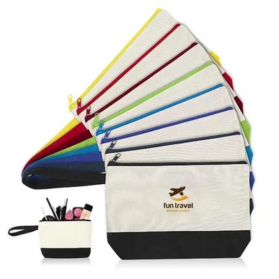 Cotton Canvas Two-Tone Cosmetic Bag