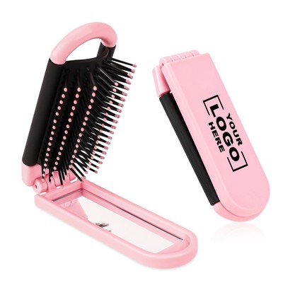 Compact Folding Hair Comb with Mirror