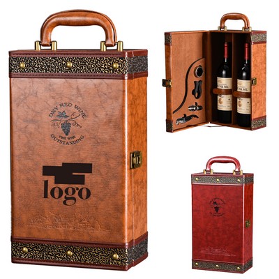 Vintage Handheld PU Wine Box