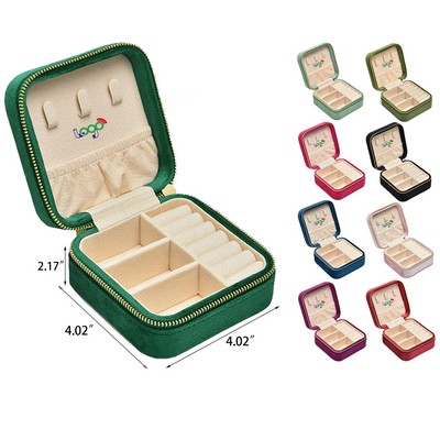 Small Travel Jewelry Case Mini Tiny Plush Velvet Jewelry Box Pocket Size Jewelry Holder Organizer