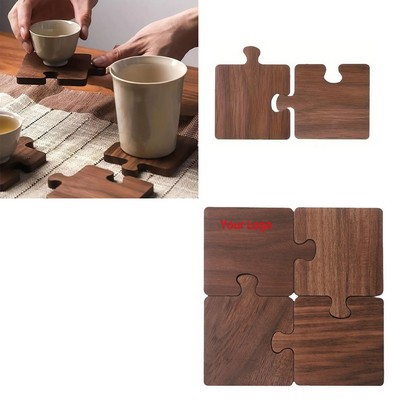 Wooden Puzzle Piece Coaster Set