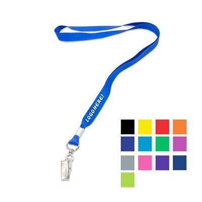 Custom 5/8" Polyester Lanyard w/ Metal Crimp & Bulldog Clip