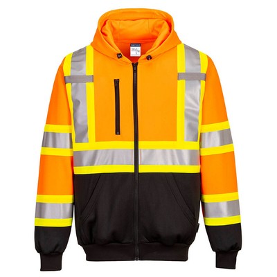 Hi-Vis X Back Contrast Tape Zipped Hoodie