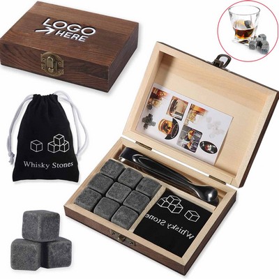 Custom Wooden Whiskey Gift Set With Stones And Accessories