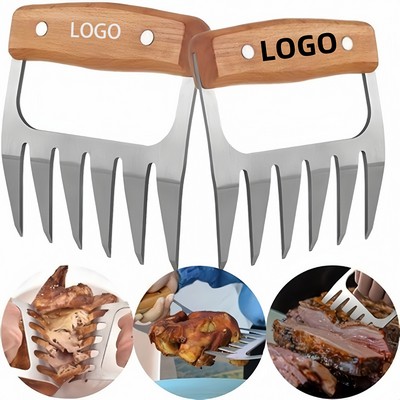 Custom Stainless Steel Meat Shredder Claw w/Wooden Handle MOQ100PCS