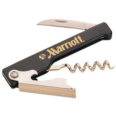 Corkscrew & Bottle Opener W/ Serrated Knife (1 1/2"x4 3/8")