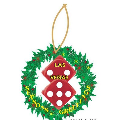 Las Vegas Dice Wreath Ornament w/ Clear Mirrored Back (4 Square Inch)