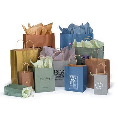 Metallic Tint on Kraft Paper Shopping Bags 10"x5"x13"