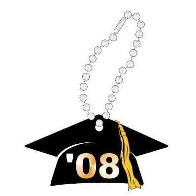 Graduation Cap Promotional Key Chain w/ Black Back (2 Square Inch)