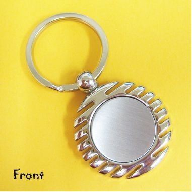 Round Chrome Ridged Edge Key Ring (engraved)