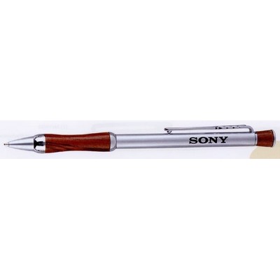 Metal Slim Ball Point Pen w/Rosewood Trim