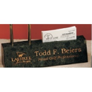 8.5" Green Genuine Marble Executive Name Block & Card/Pen Holder