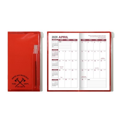 Academic Zip Back Planner w/ Clear Pen & Zip Lock Pocket - Translucent Color (2 Color Insert)