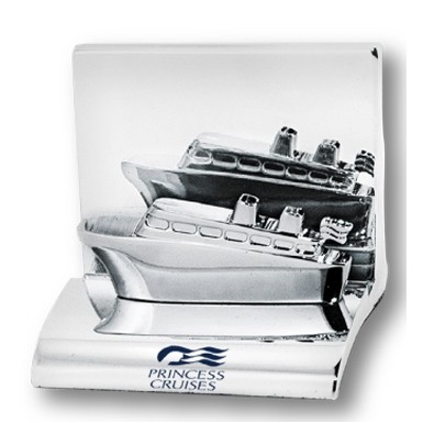 Chrome Metal Cruise Ship Business Card Holder