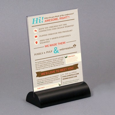 Acrylic Countertop Sign Holder w/Maple Base - 8.5W x 11H